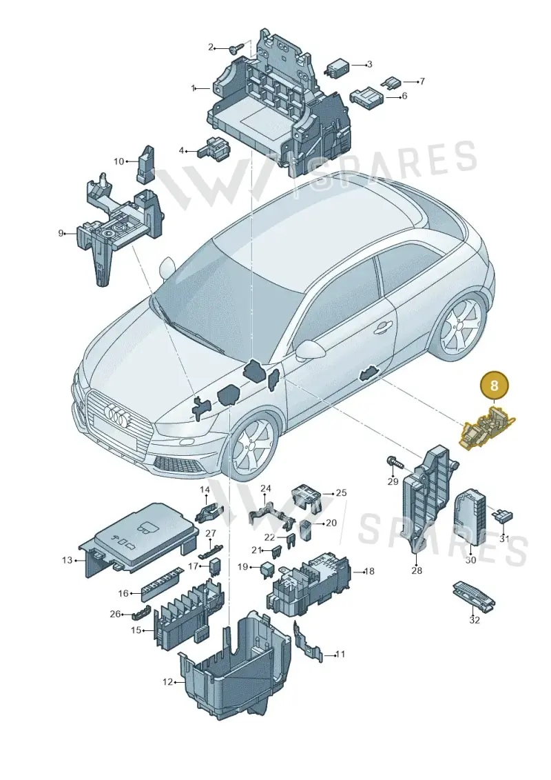 8X0937545 — Audi A1 Sportback (2014-2018) diagram 792937000, position 8