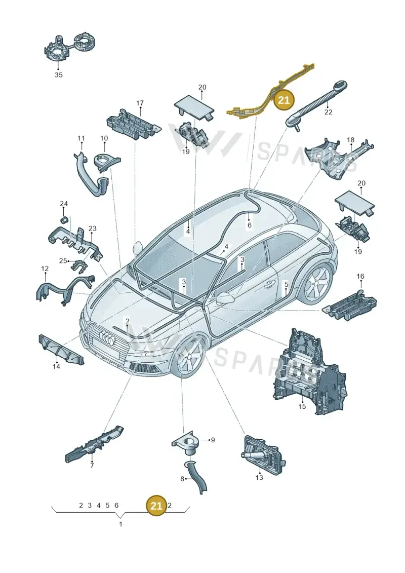 8X0971615 — Audi A1 Sportback (2014-2018) diagram 792971800, position 21
