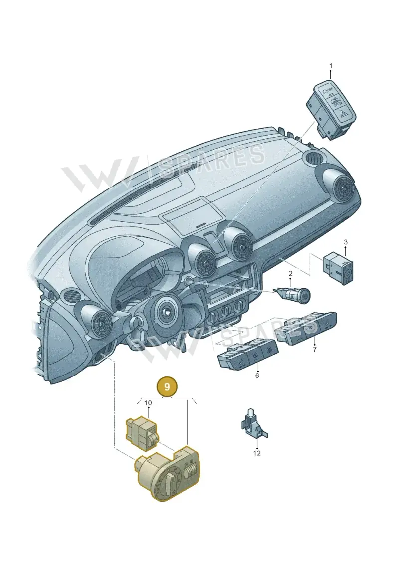 8X2941531AF5PR — Audi A1 Sportback (2014-2018) diagram 708941500, position 9