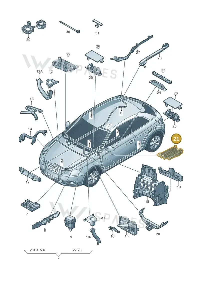 8X2971845 — Audi A1 Sportback (2010-2015) diagram 708971800, position 21