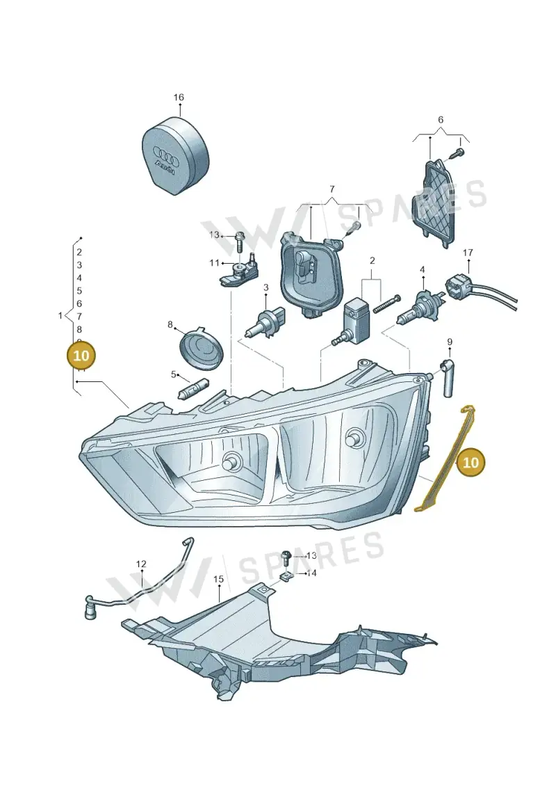 8XA941192 — Audi A1 Sportback (2014-2018) diagram 792941000, position 10