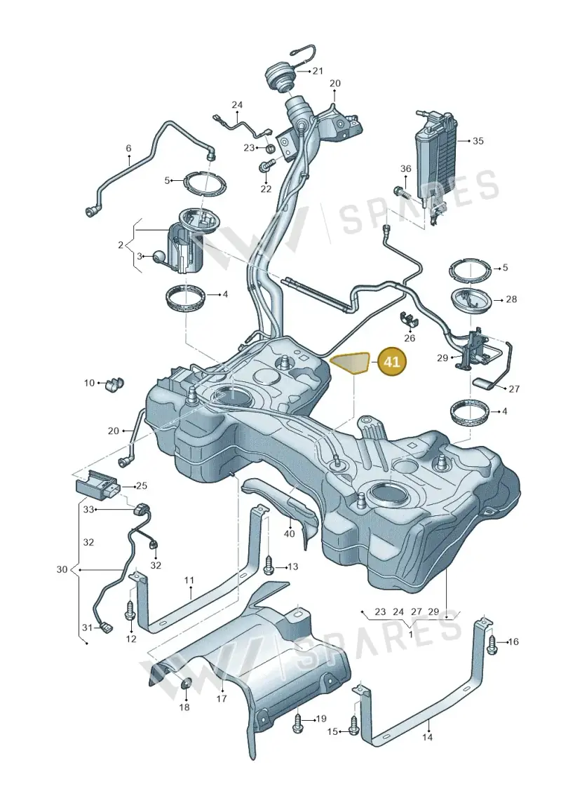 8Y0201963A — Audi A3 Sportback (2019-2025) diagram 596201140, position 41