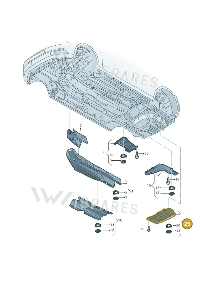 8Y0825701 — Audi A3 Sportback (2019-2025) diagram 596825500, position 25