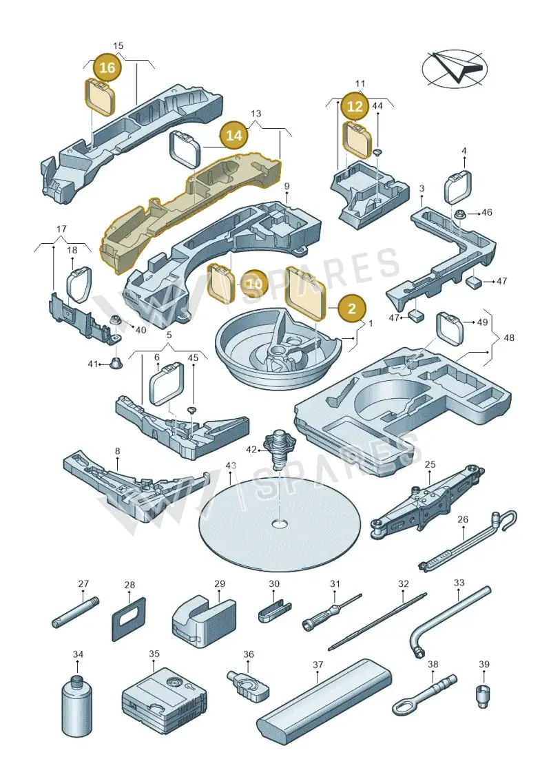 8Y4867749A — Audi A3 Sportback (2019-2025) diagram 596011100, position 2+10+12+14+16