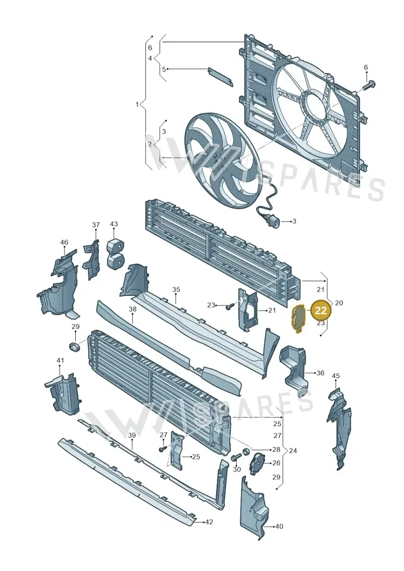 95B965501AA — Audi A3 Sportback (2019-2021) diagram 596121965, position 22