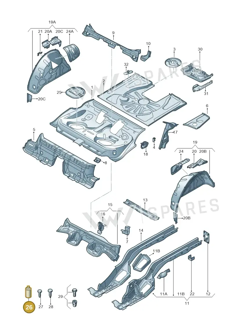 AKD476KD505 — Audi RS3 Limousine (2017-2020) diagram 858803100, position 26