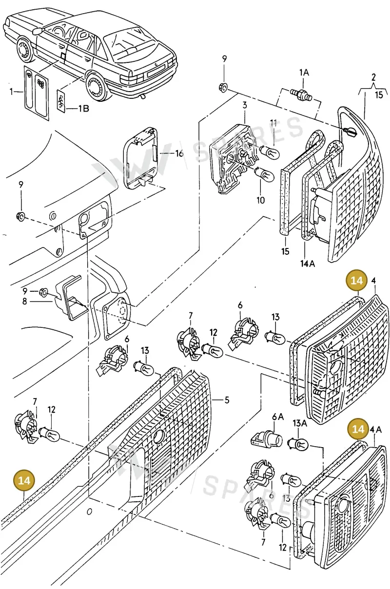 AKD49701004R10 — Audi S6 plus qu.       97 (1996-1997) diagram 119945100, position 14
