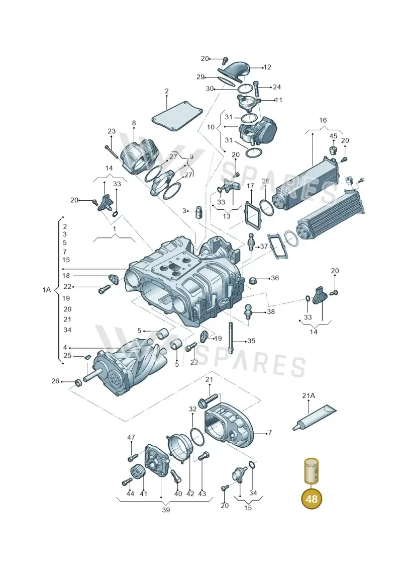 G070000A0 — Audi A6 1.8 (2015-2019) diagram 887145030, position 48
