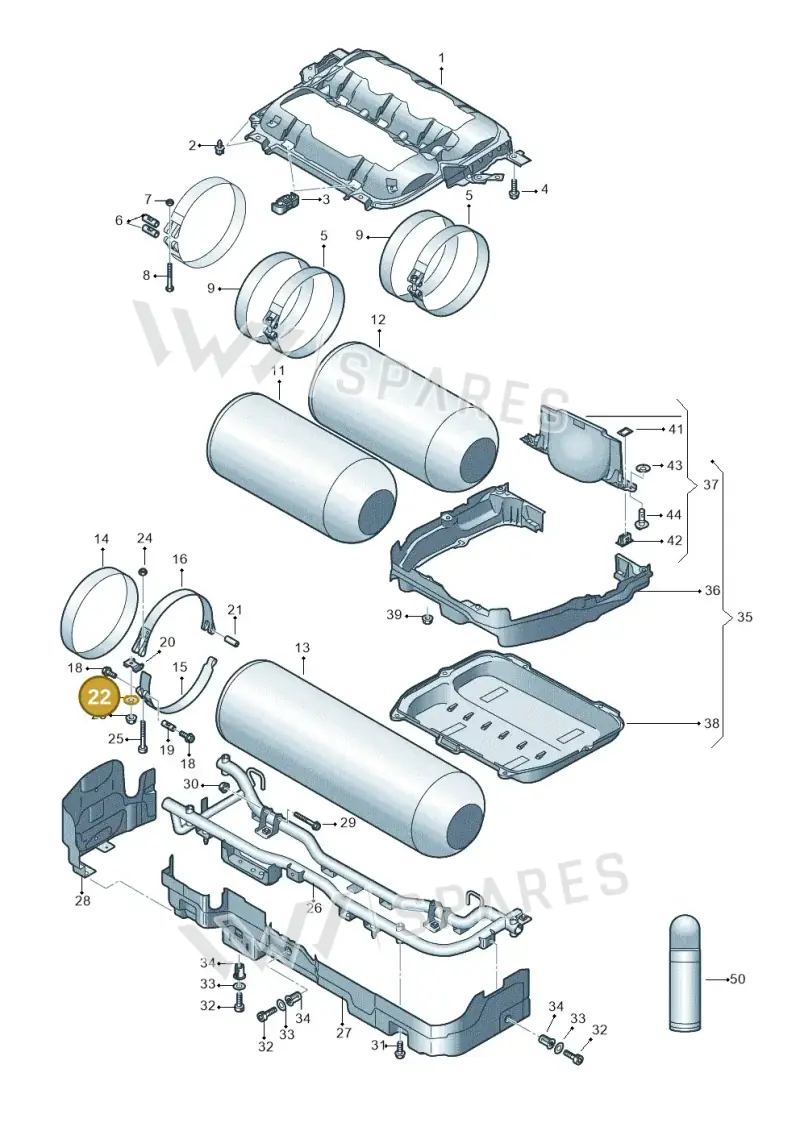 N01167026 — Audi A3 Sportback (2019-2021) diagram 596201190, position 22