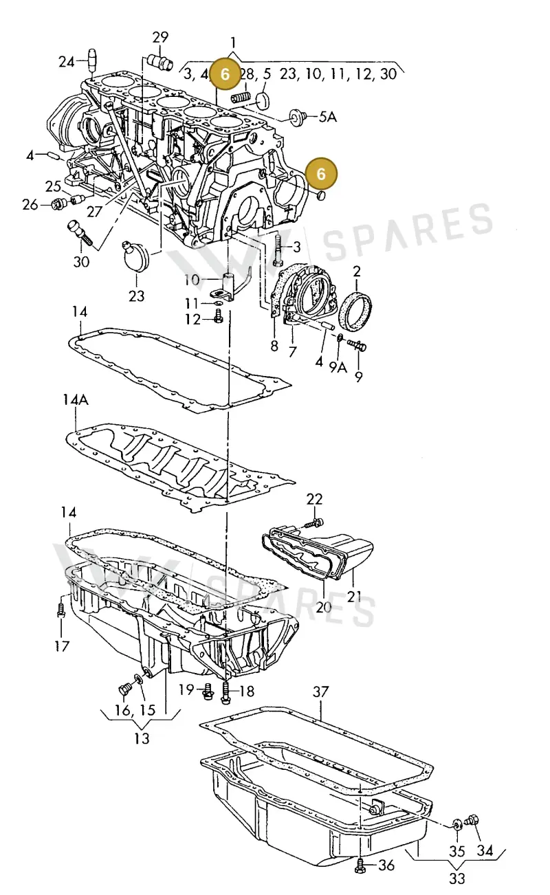 N0119033 — Audi A6/Wagon          96 (1995-1996) diagram 119103200, position 6