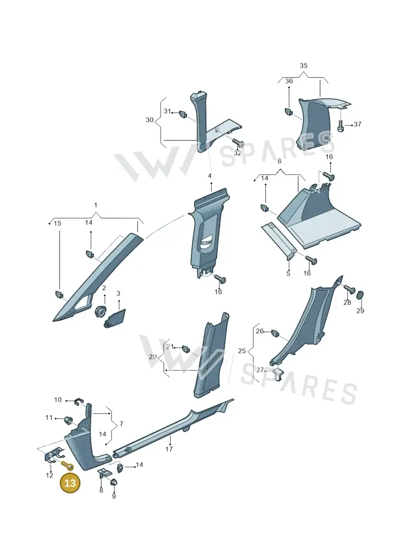 N01413319 — Audi A3 Sportback (2008-2013) diagram 412867650, position 13