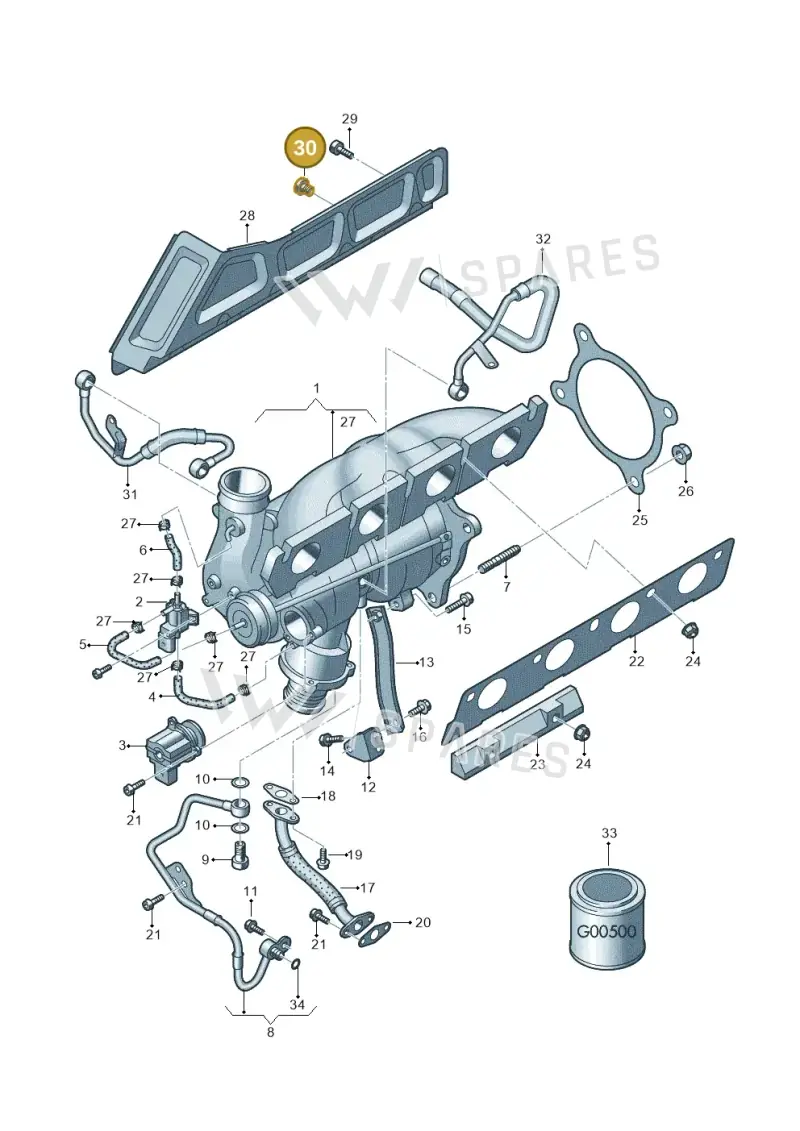 N0160255 — Audi A8L qu. 3.0 TDI (2013-2018) diagram 647145600, position 30