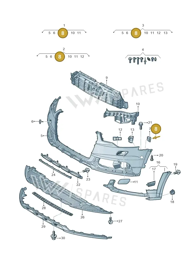 N0161992 — Audi A6 Av. qu. 3.0 (2012-2018) diagram 738807150, position 8