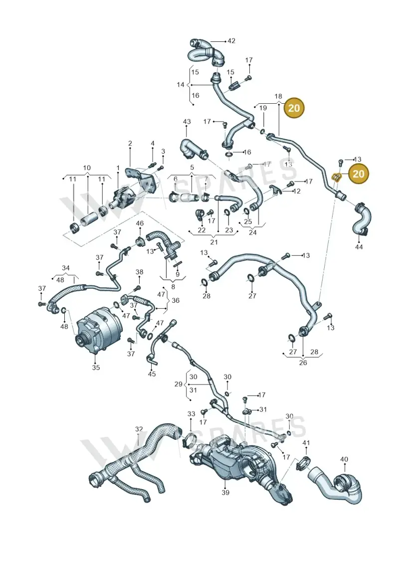 N0206517 — Audi A8L (2017-2022) diagram 838121032, position 20