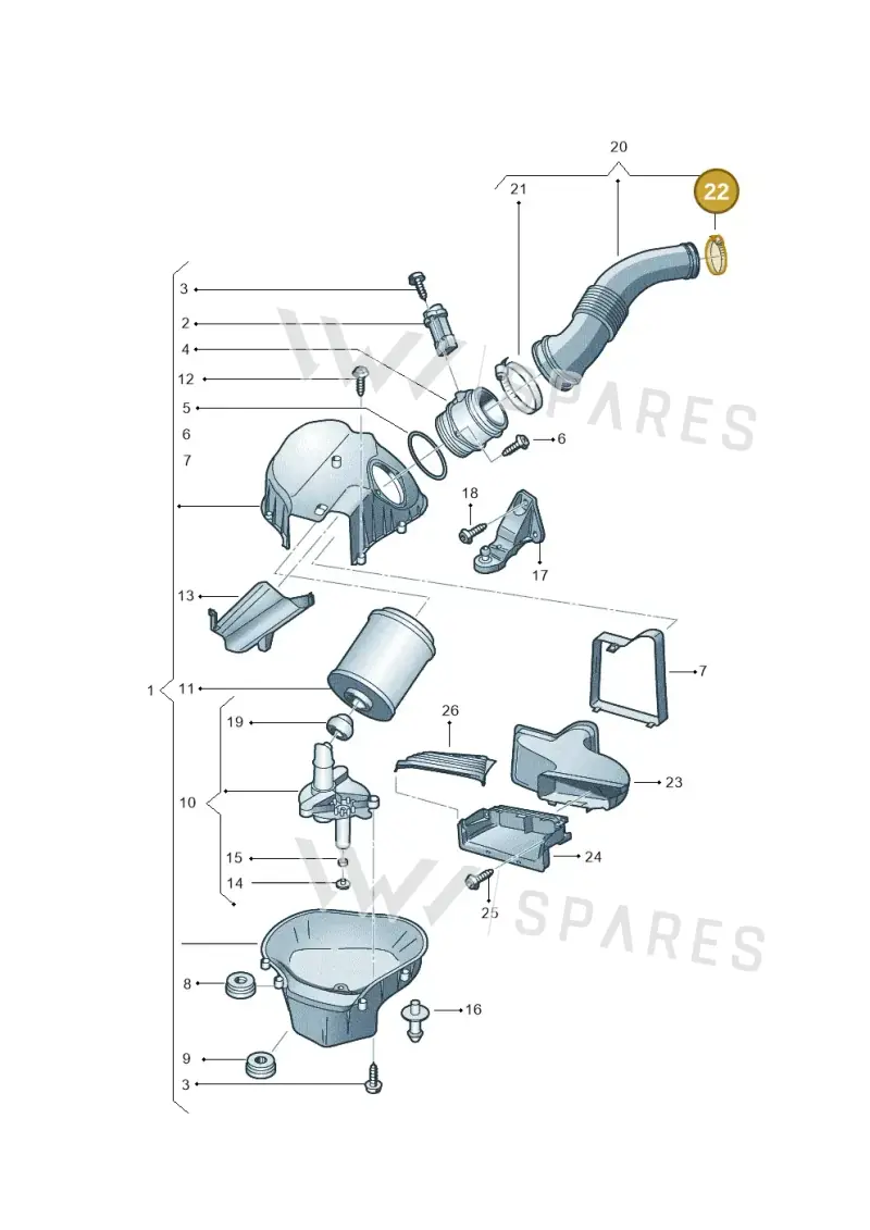 N0245047 — Audi A8L qu. 3.0 TDI (2013-2018) diagram 696129050, position 22