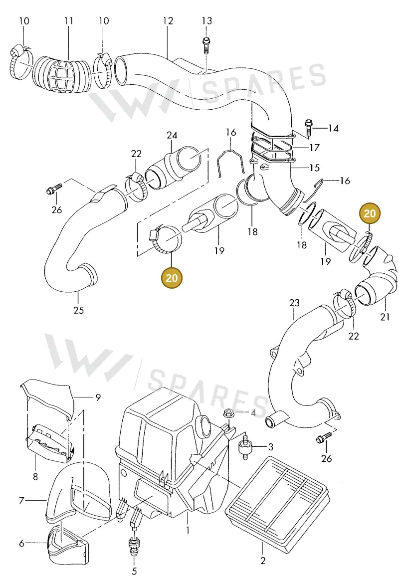 N0245223 — Audi A8 quattro (1999-2002) diagram 257133890, position 20