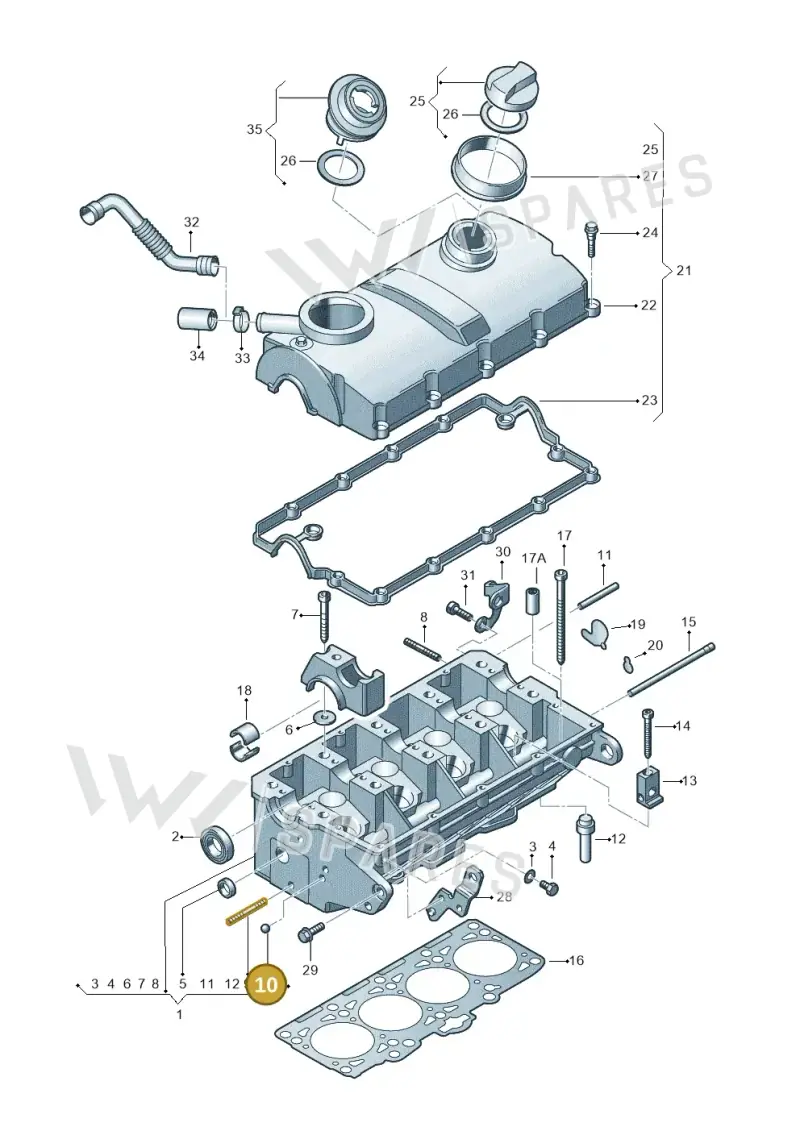 N0256663 — Audi A3 Sportback (2008-2013) diagram 195103470, position 10