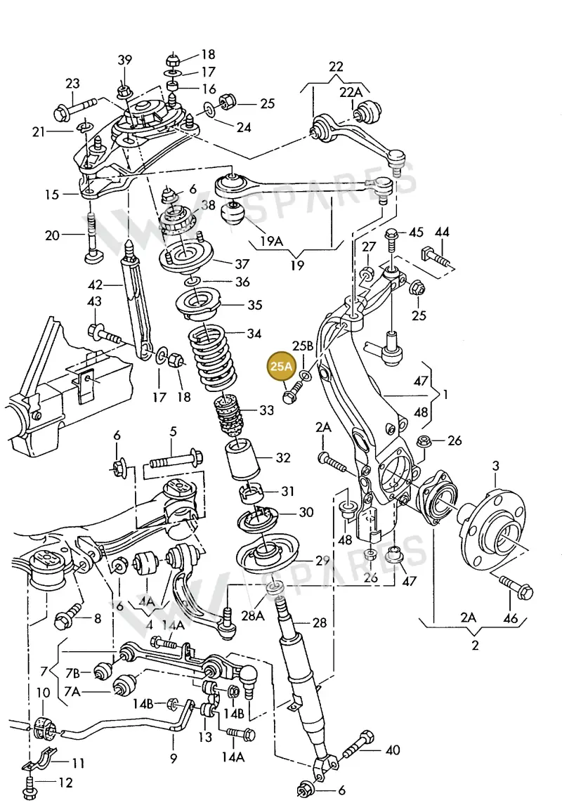 N0347908 — Audi A8 quattro (1999-2002) diagram 255407110, position 25A