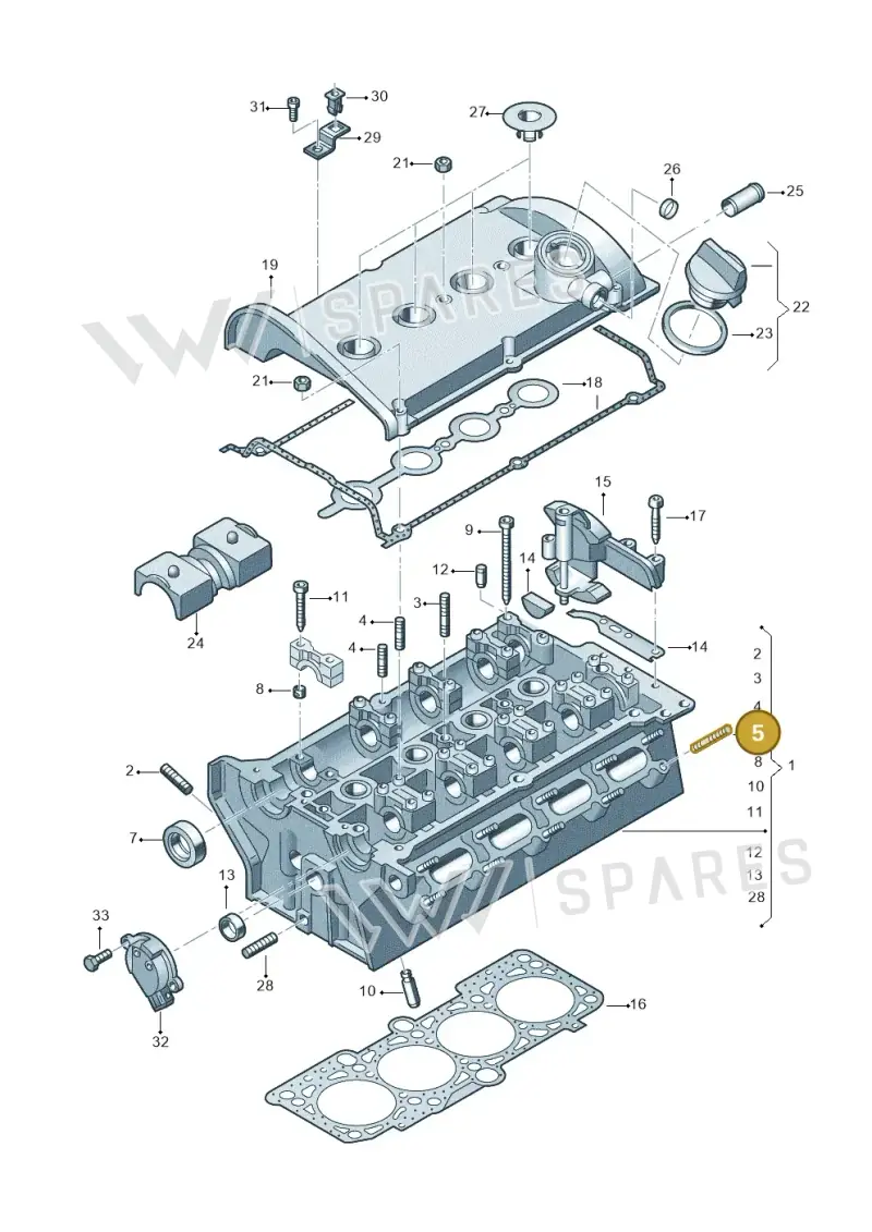 N0443951 — Audi A3/S3/QUATTRO (2000-2003) diagram 194103500, position 5