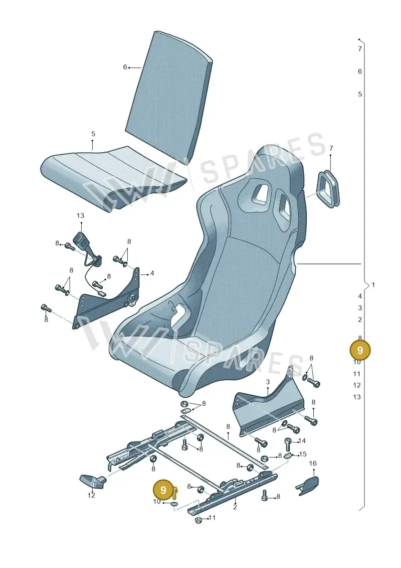 N0901484 — Audi R8                08> (2007-) diagram 618881400, position 9