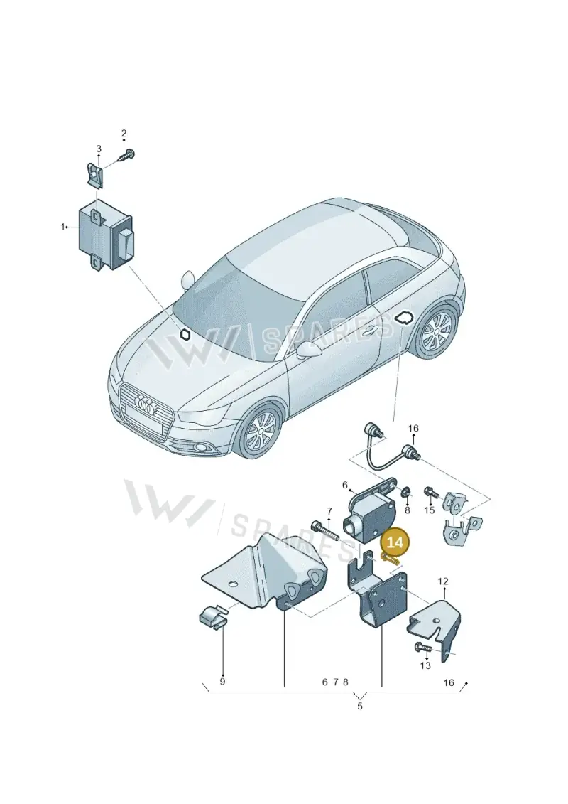 N10005207 — Audi A1 Sportback (2014-2018) diagram 708941250, position 14