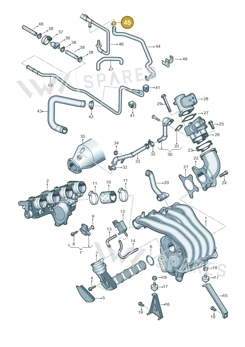 N10049701 — Audi A4/S4/Av./qu. (2001-2004) diagram 249133250, position 45