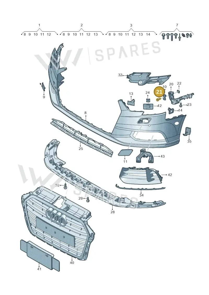 N10160205 — Audi A3 Cabrio (2016-2020) diagram 890807150, position 21