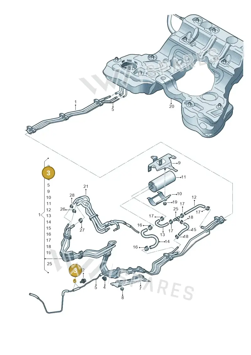 N10180701 — Audi A8L (2017-2022) diagram 838201600, position 3