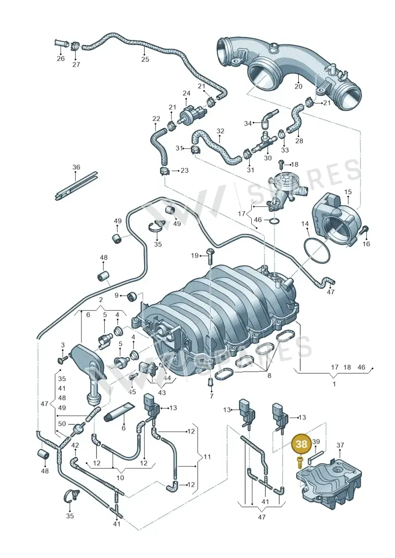 N10413401 — Audi A8L qu. 3.0 TDI (2009-2014) diagram 696133370, position 38