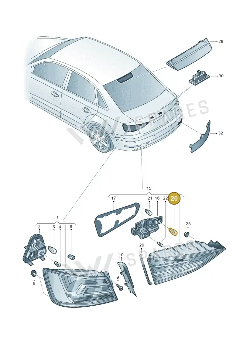 N10445602 — Audi A3 Sportback (2016-2020) diagram 745945020, position 20