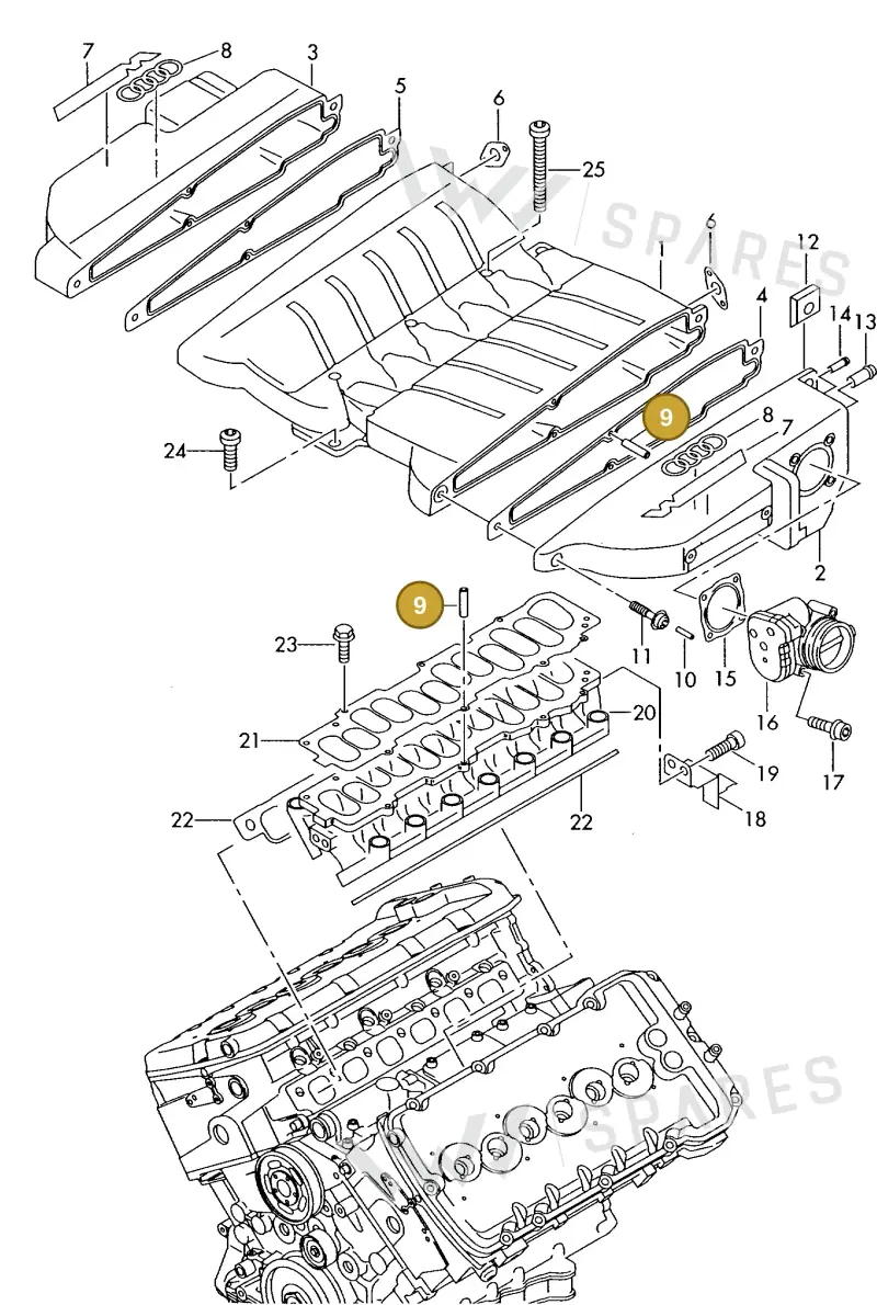 N10527801 — Audi A8 quattro (1999-2002) diagram 257133950, position 9