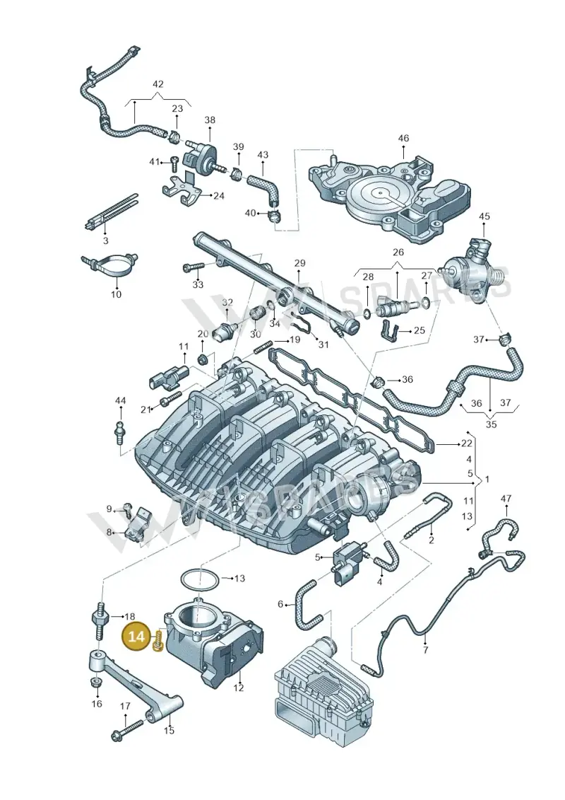 N10626102 — Audi A3 Sportback (2019-2021) diagram 884133100, position 14
