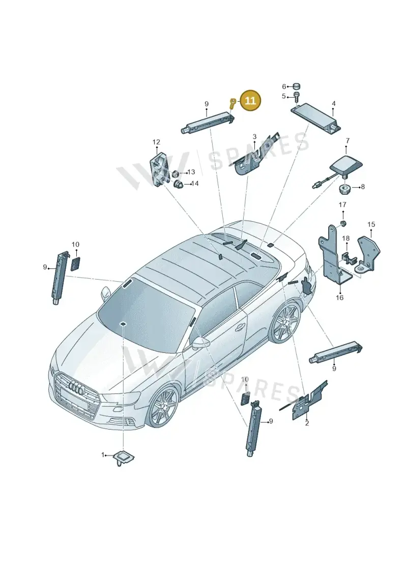 N10653801 — Audi A3 Cabrio (2016-2020) diagram 891035100, position 11
