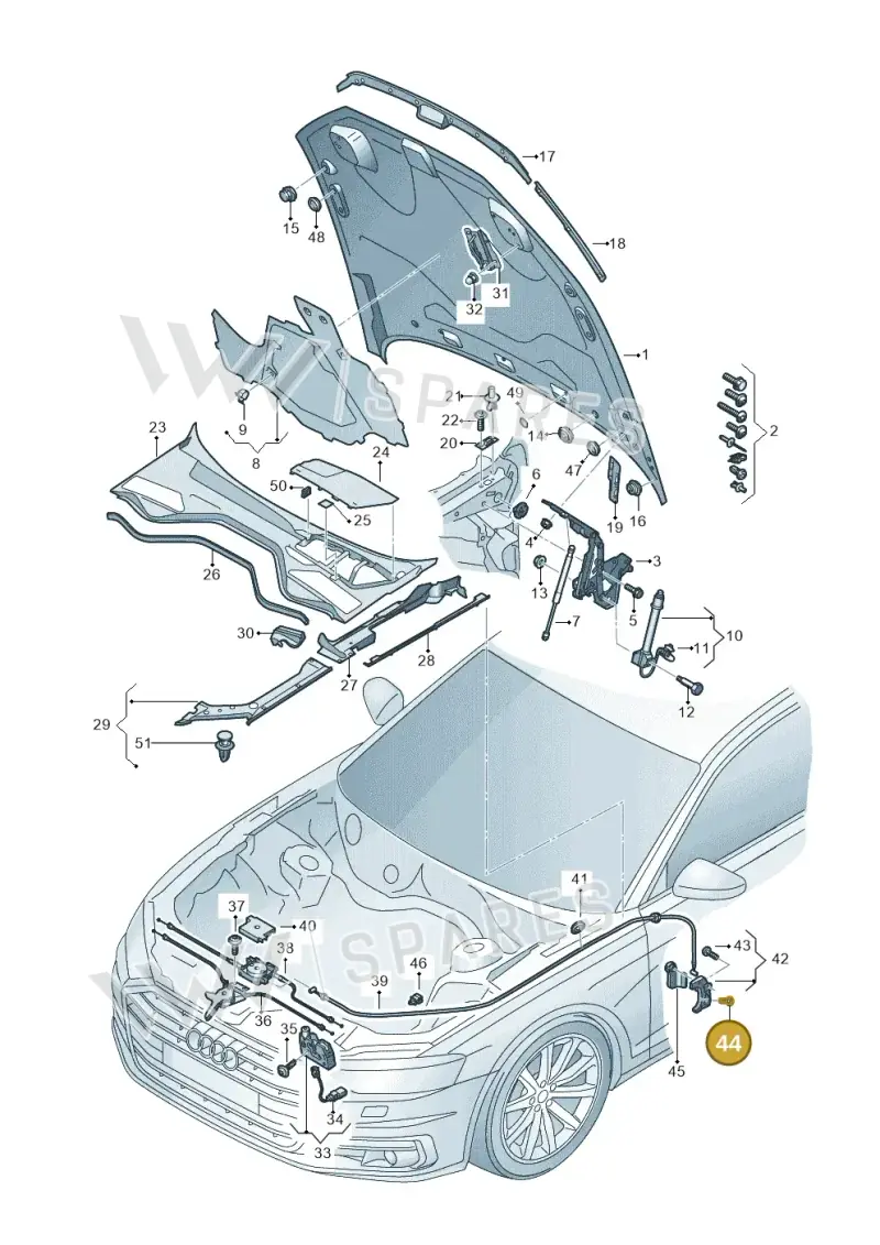 N10741401 — Audi A8L (2017-2022) diagram 838823000, position 44