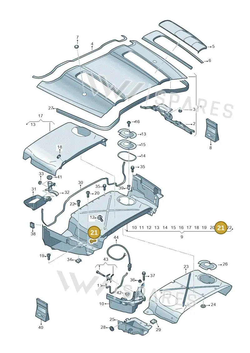 N10741401 — Audi R8 Spyder (2015-2024) diagram 872825700, position 21