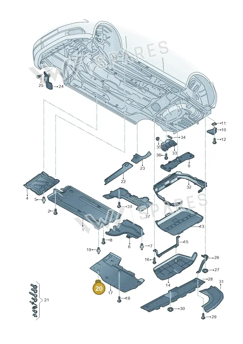 N10772801 — Audi A3 Sportback (2019-2021) diagram 596825000, position 20