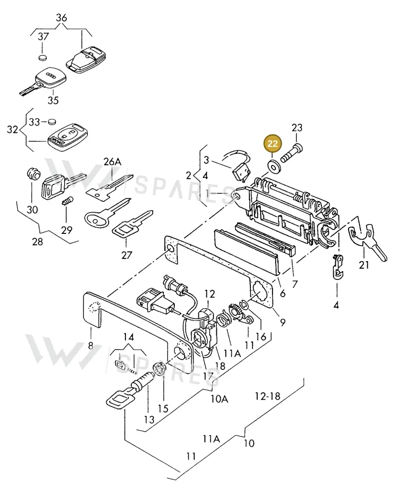 N90046301 — Audi A8 (1996-1998) diagram 118837000, position 22