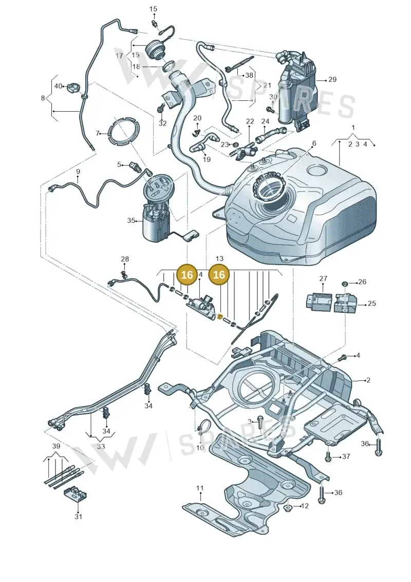 N90107203 — Audi A3 Sportback (2012-2016) diagram 745201280, position 16