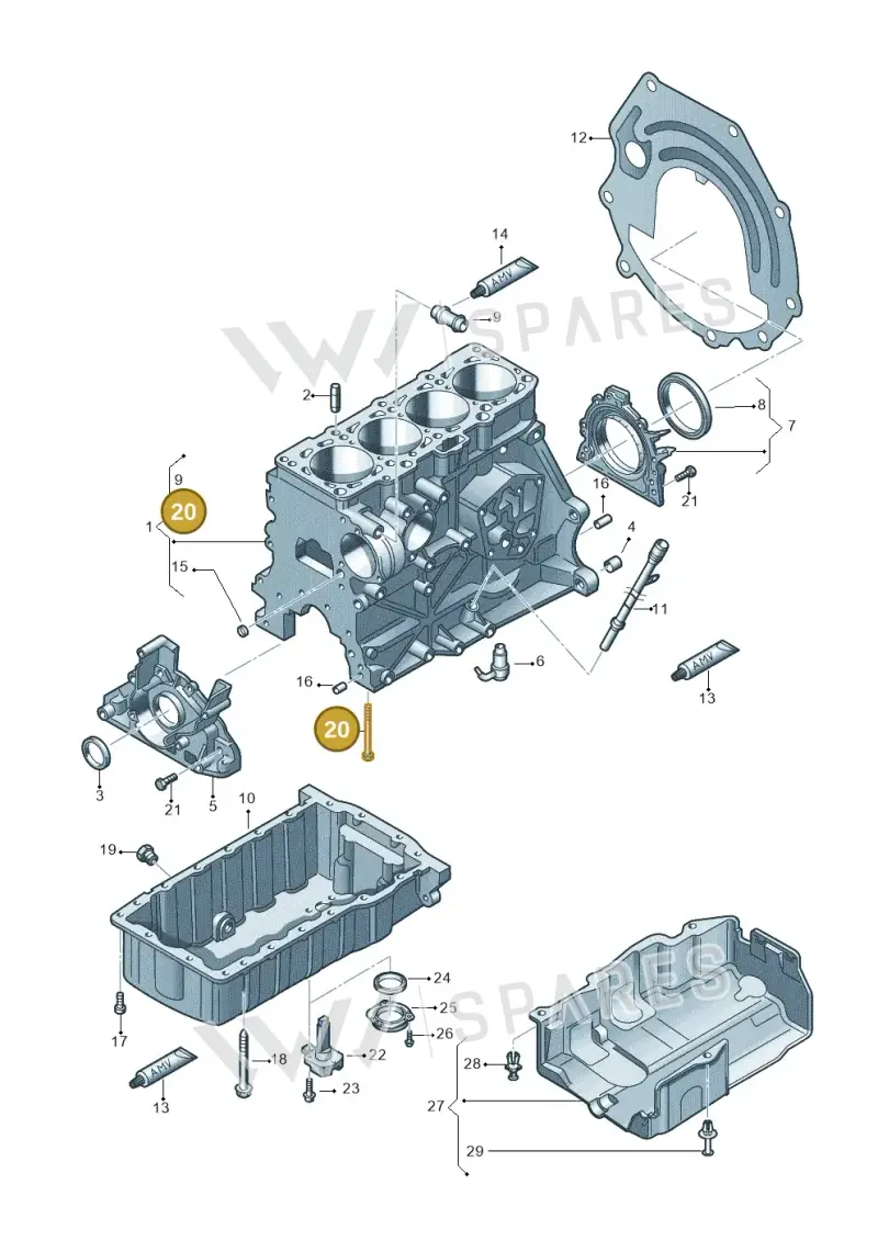 N90130001 — Audi A4 Av. Allroad (2008-2016) diagram 636103500, position 20