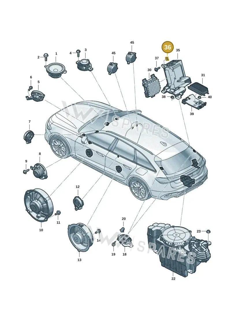 N90168607 — Audi A5 Avant 2.0 (2024-) diagram 4pa035350, position 36