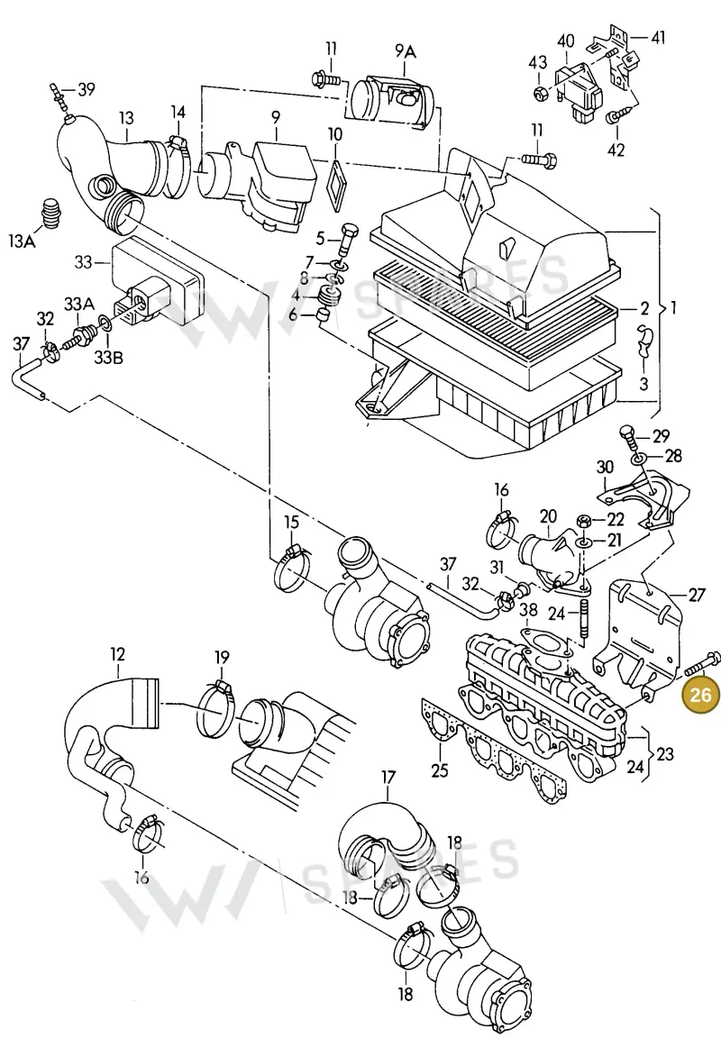 N90212703 — Audi 90                93 (1992-1993) diagram 114129380, position 26