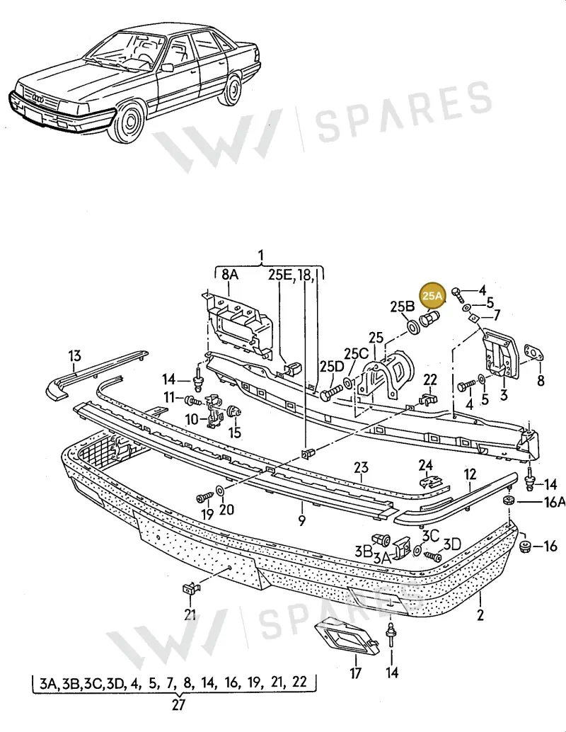 N90324203 — Audi 100/Wagon (1989-1990) diagram 079105000, position 25A
