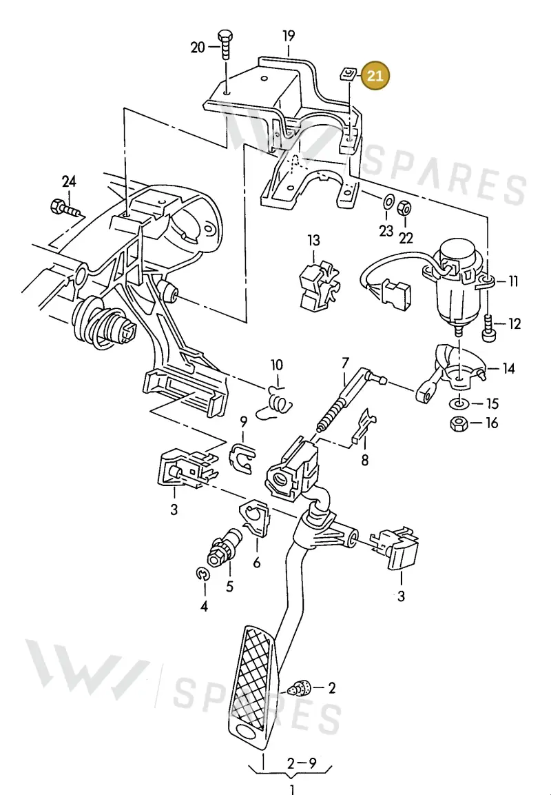 N90482301 — Audi Cabrio. (1993-1998) diagram 114721550, position 21