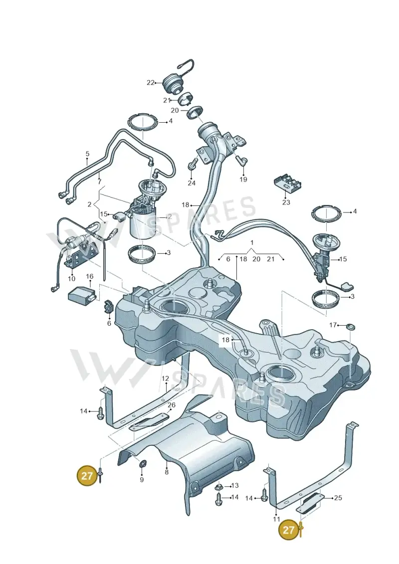 N90534403 — Audi A3 Cabrio (2016-2020) diagram 891201250, position 27