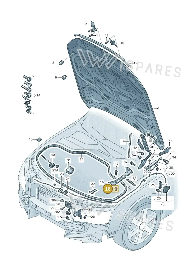 N90536701 — Audi A8L qu. 3.0 TDI (2013-2018) diagram 696823000, position 16