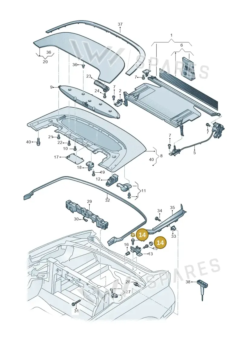 N90630903 — Audi A5 Cabrio 2.0 (2016-2018) diagram 848825500, position 14