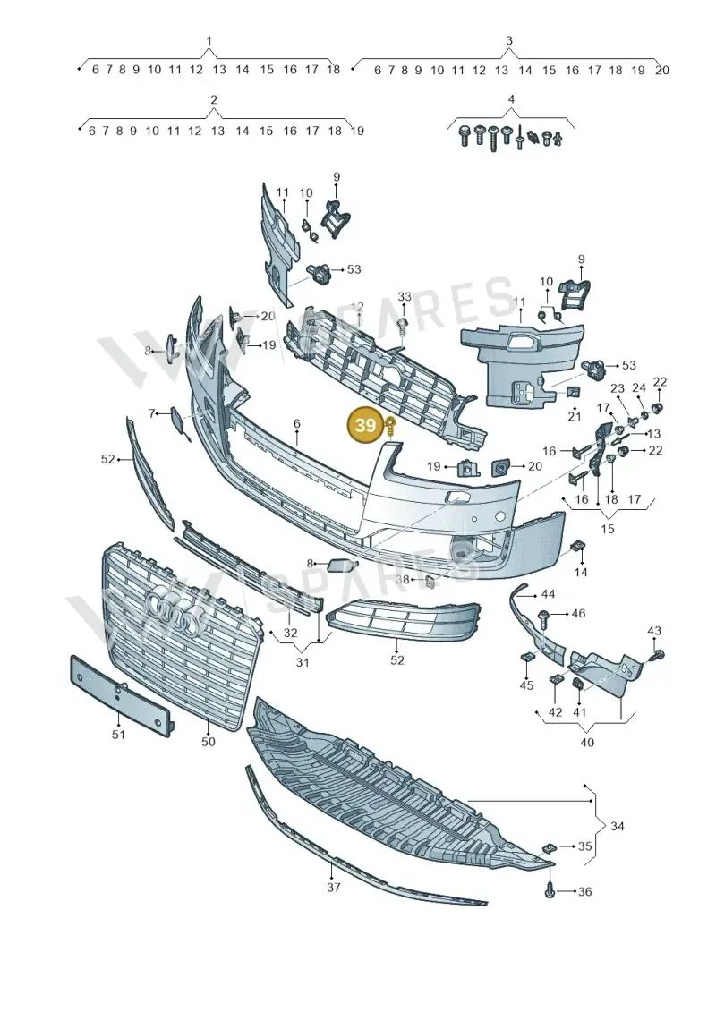 N90683302 — Audi A8L qu. 3.0 TDI (2013-2018) diagram 771807100, position 39