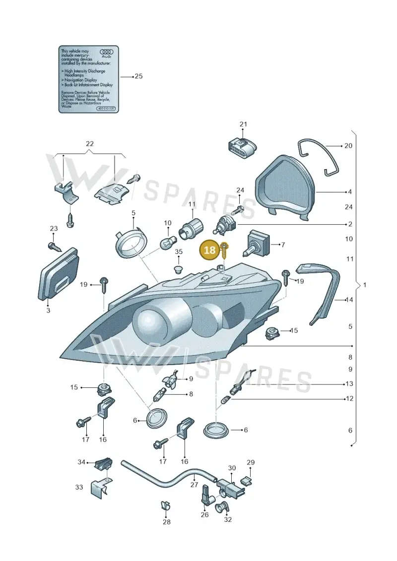 N90684707 — Audi TTS Coupe 2.0 (2010-2014) diagram 609941100, position 18