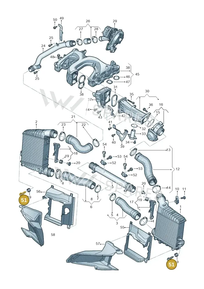 N90750603 — Audi A8L qu. 3.0 TDI (2013-2018) diagram 696145480, position 51