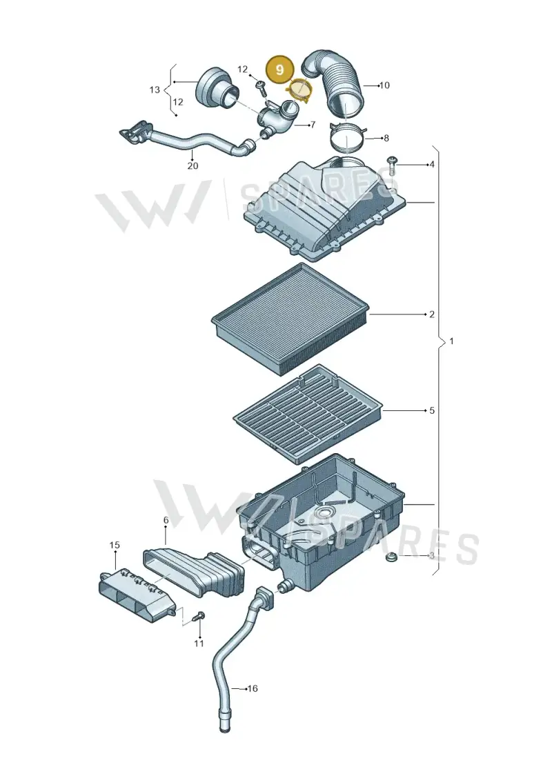 N90781601 — Audi A1 Sportback (2014-2018) diagram 792133360, position 9